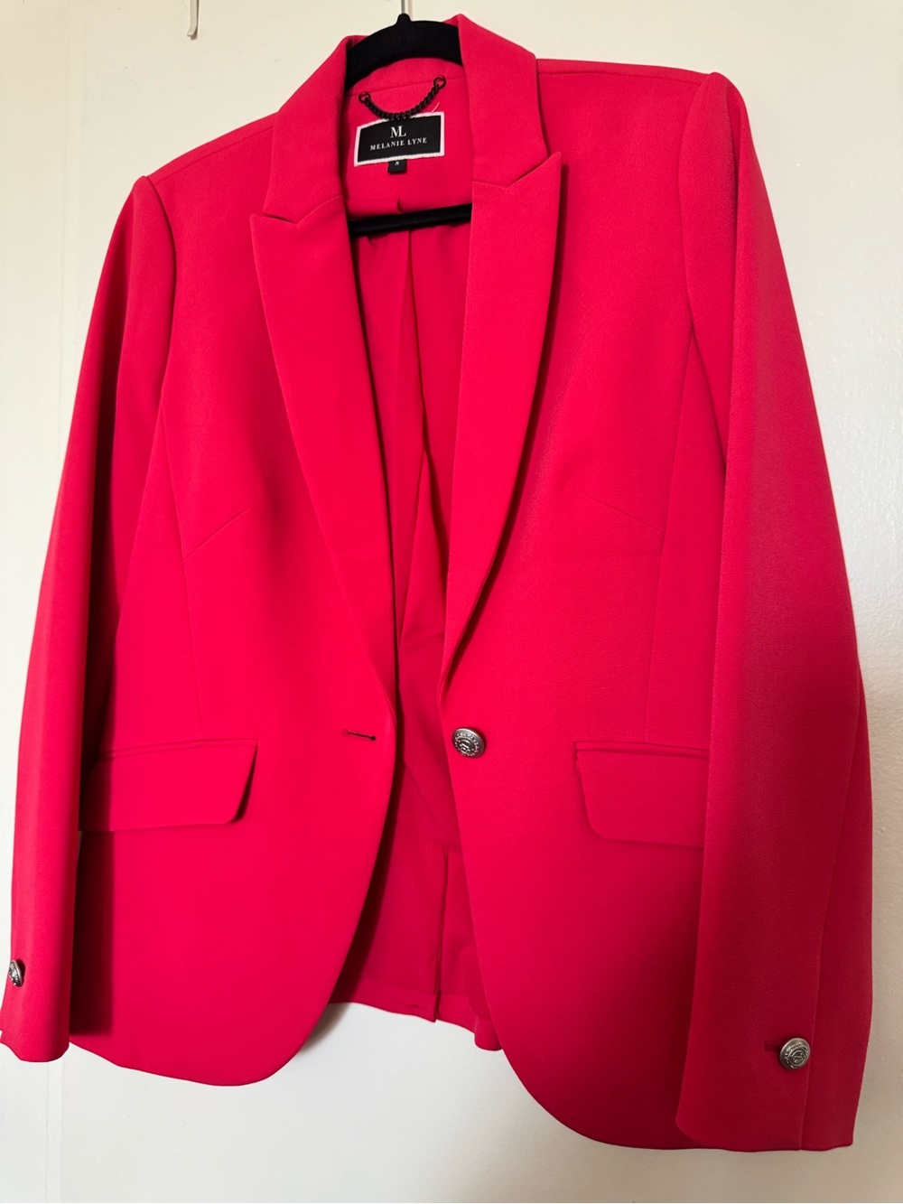 Melanie Lyne Hot Pink Notched-Lapel Single-Button Blazer